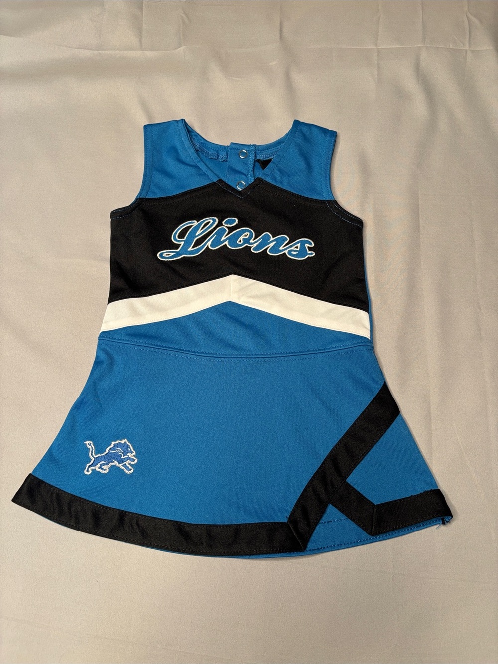 NFL Detroit Lions Girl Black and Blue Cheer Cheerleading Uniform Jumper Size 12M